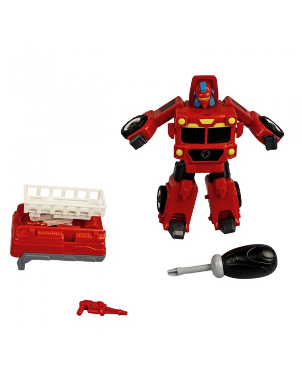 Трансформер-конструктор с отвёрткой 2 в 1. Bondibot. Пожарная машина-робот