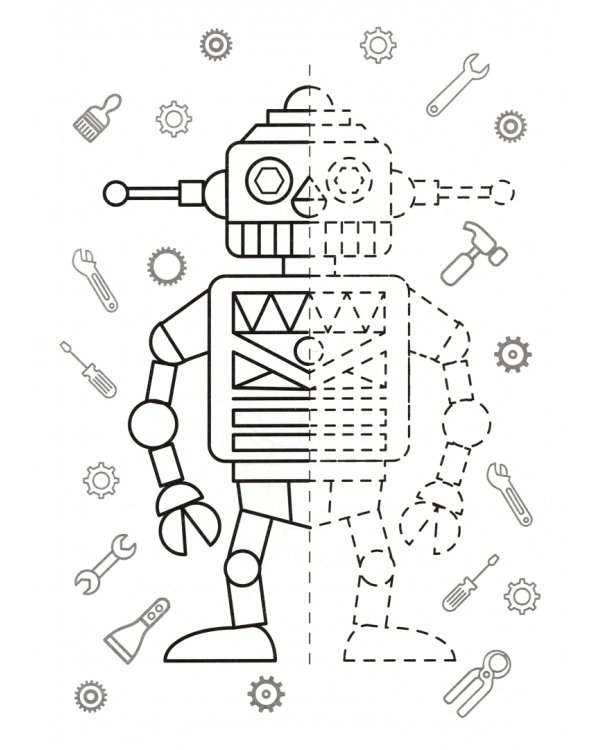 Раскраска А4. Страна роботов