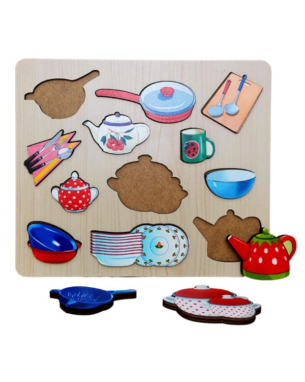 Рамка-вкладыш. Посуда, 12 деталей