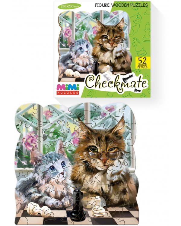 Фигурный деревянный пазл. Checkmate, 52 детали