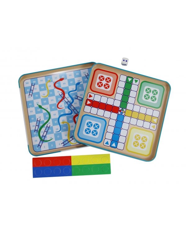 Игра настольная "Волшебные колпачки. Лестницы и змейки" (жестяная коробочка)