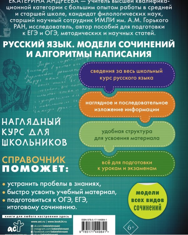 Русский язык. Модели сочинений и алгоритмы написания для школьников