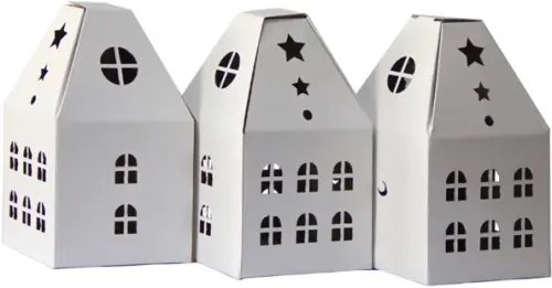 Коробки подарочные "Дом № 4", 255x150x150 мм, белые, 3 штуки