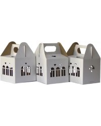 Коробки подарочные "Дом № 3", 230x150x150 мм, белые, 3 штуки