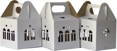 Коробки подарочные "Дом № 3", 230x150x150 мм, белые, 3 штуки