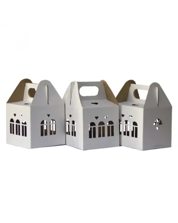 Коробки подарочные "Дом № 3", 230x150x150 мм, белые, 3 штуки