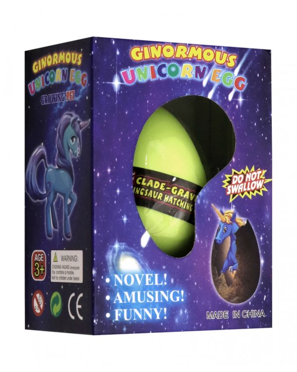 Игрушка, растущая в воде из яйца. Единорог