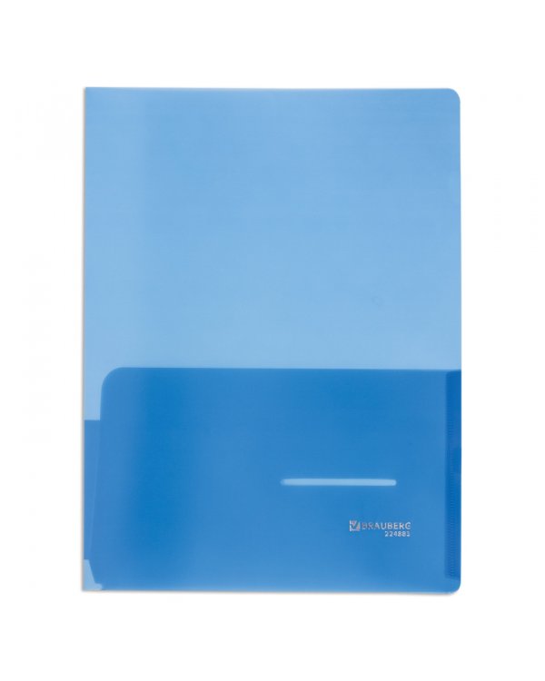 Папка-уголок "Brauberg", 2 кармана, 180 мкм, синяя