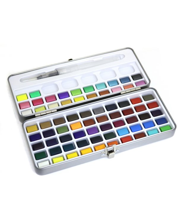 Акварель сухая, в металлическом футляре, 72 цвета (M-9972)