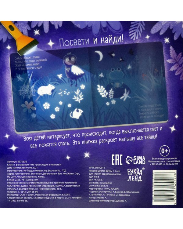 Книга с фонариком Что происходит в темноте?