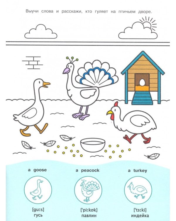 Раскраска с наклейками "На ферме. On the farm"  