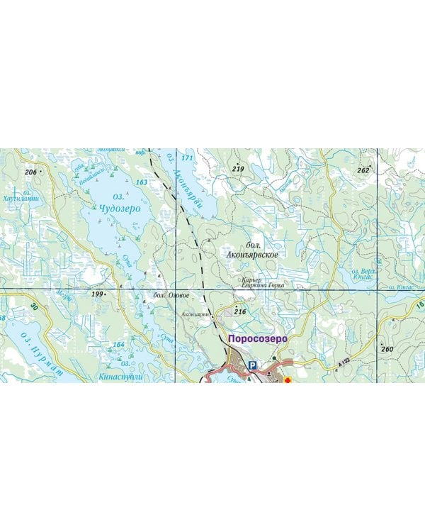 Карелия. Суоярвский район (север). Суоярви. Карта складная