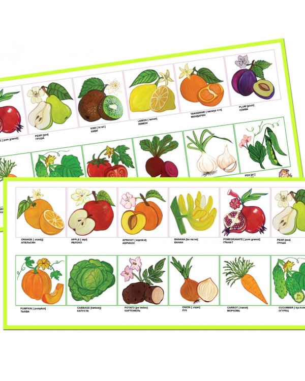 Набор для создания развивающих материалов. Английский язык. Фрукты и овощи (А-146)