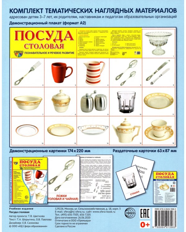 Демонстрационные картинки Посуда столовая