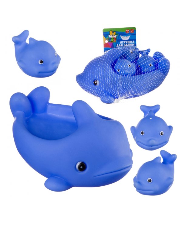 Набор игрушек для купания,Дельфин с дельфинч, 4 шт