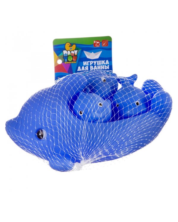 Набор игрушек для купания,Дельфин с дельфинч, 4 шт