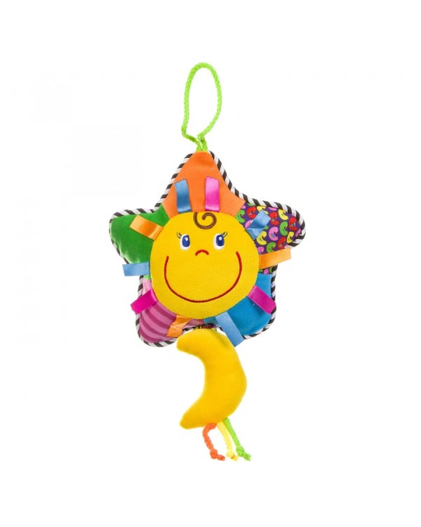 Игрушка-погремушка Солнышко, мягкая, подвеска. Для развития мелкой моторики и слуха