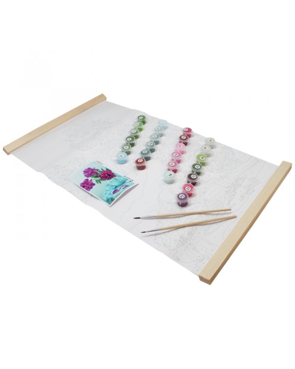 Раскрашивание по номерам Панно на подвесе. Яркие Пионы