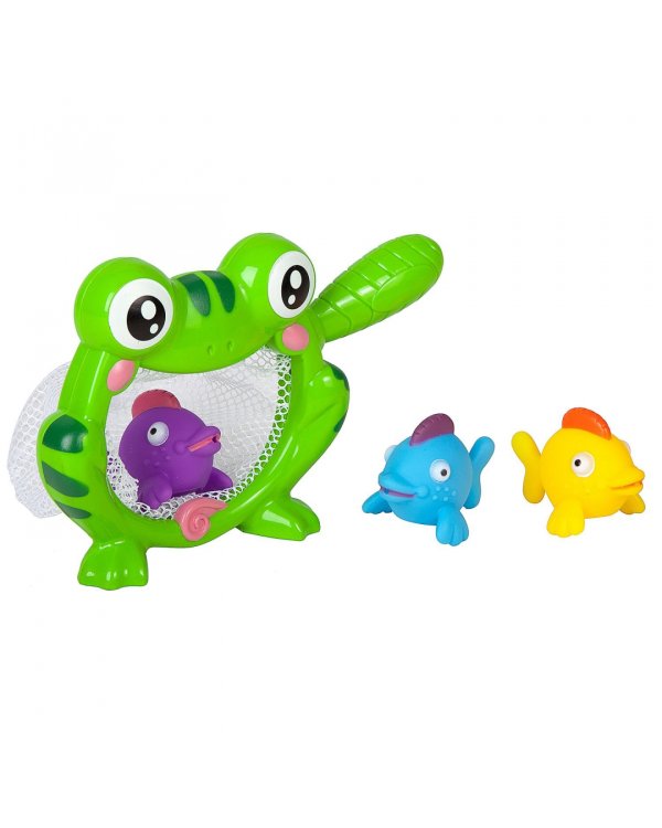 Игрушка для ванны. Лягушка-сачок и рыбки