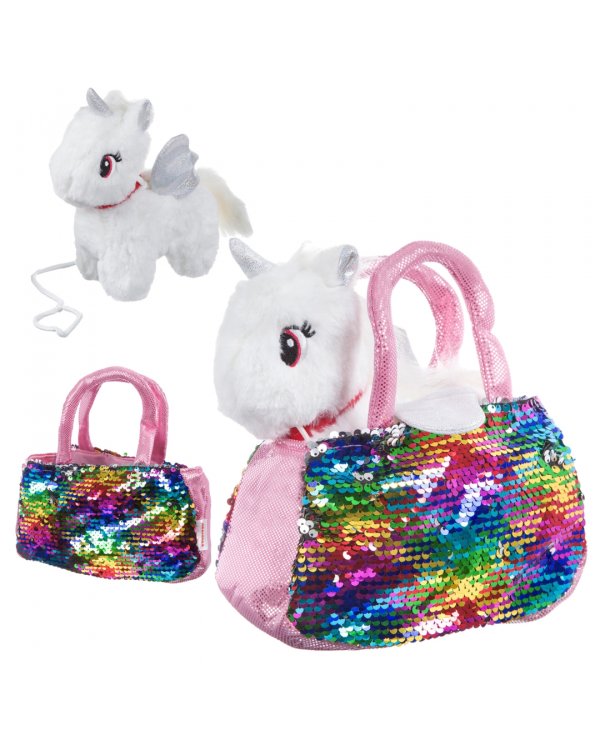 Крылатый единорог в сумке с пайетками. Милота
