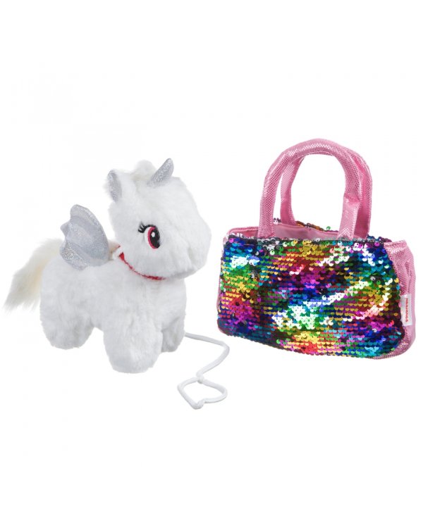 Крылатый единорог в сумке с пайетками. Милота