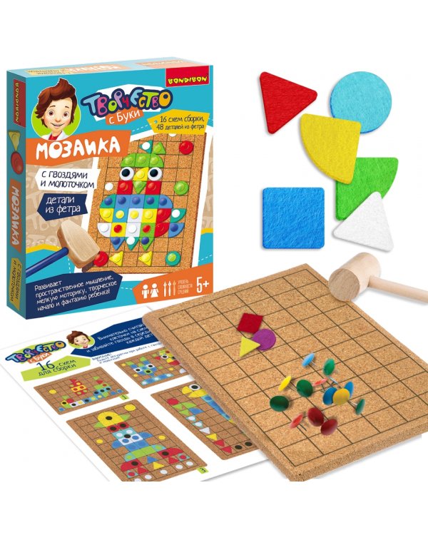 Мозаика с гвозд.и молот.(дет.из фетра). Весел.карт