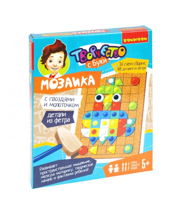 Мозаика с гвозд.и молот.(дет.из фетра). Весел.карт