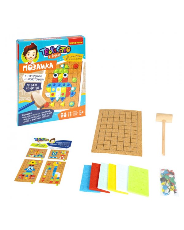 Мозаика с гвозд.и молот.(дет.из фетра). Весел.карт