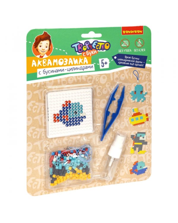 Аквамозаика с бусинами-цилиндрами. Подводное путешествие