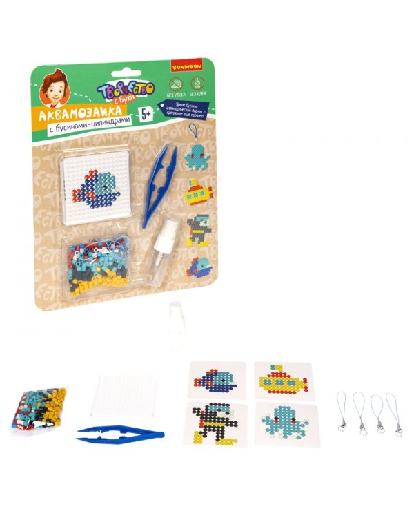 Аквамозаика с бусинами-цилиндрами. Подводное путешествие