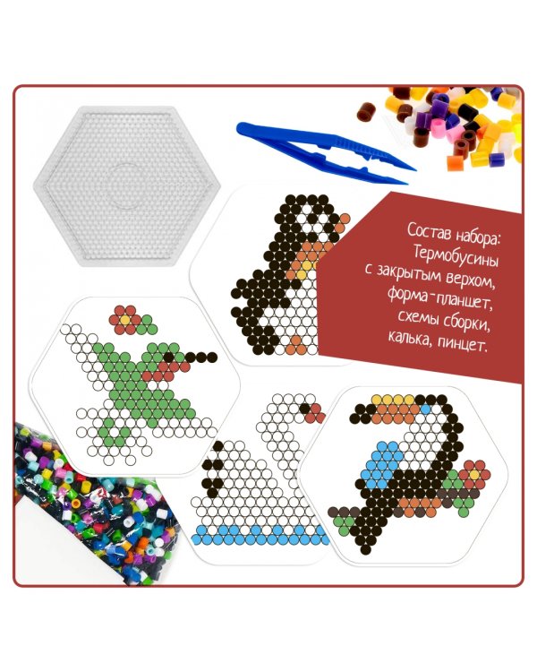 Термомозаика с закрыт.бусинами."Виды птиц" ВВ5330