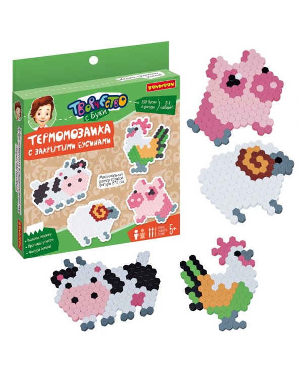 Термомозаик.с закрыт.бусинами."Жители фермы"ВВ5331