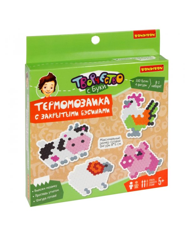 Термомозаик.с закрыт.бусинами."Жители фермы"ВВ5331