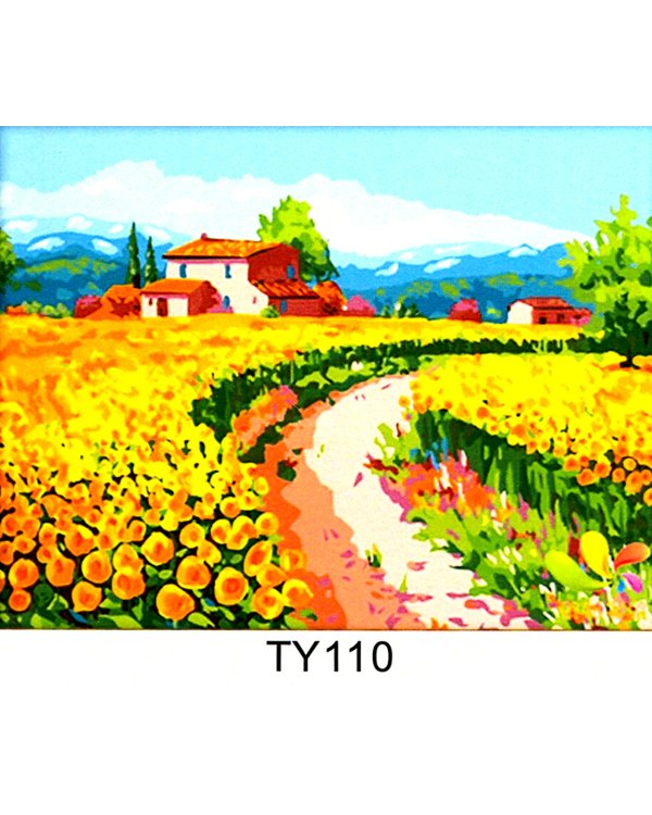 Холст для рисования по номерам. Цветущее поле