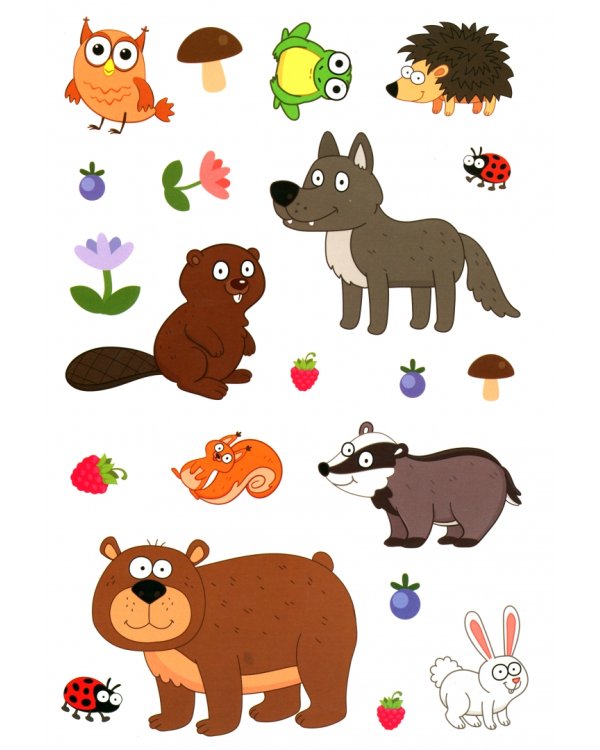 Многоразовые наклейки. Животные леса