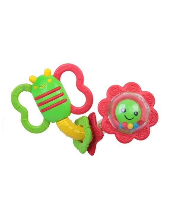 Погремушка с цветком с прорезывателем. Жучок