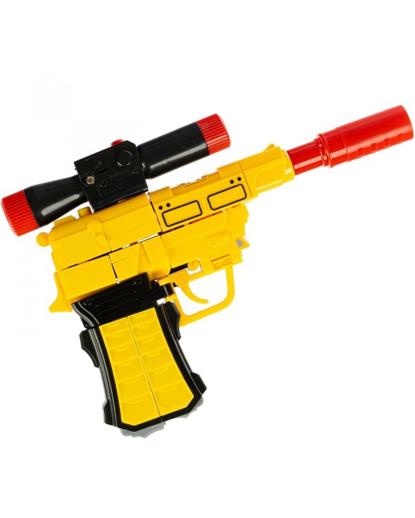 Трансформер 2 в 1. Робот и пистолет с проектором, жёлтый