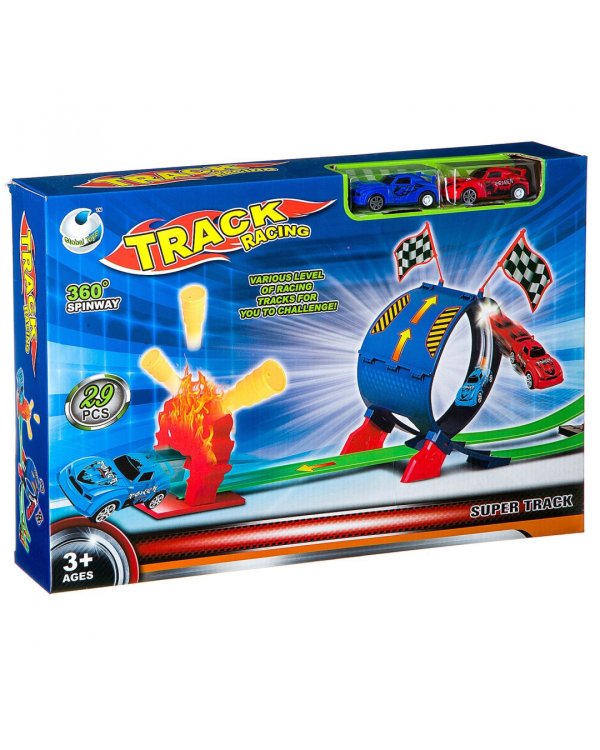 Автотрек с мёртвой петлёй с инерционным вращением машин, 29 деталей