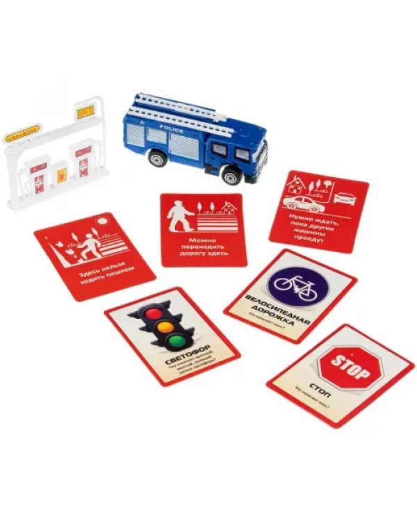 Набор игровой Дорожное движение. Машинка, заправка + 6 карточек