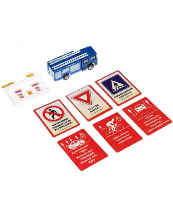 Набор игровой Дорожное движение. Машинка, заправка + 6 карточек