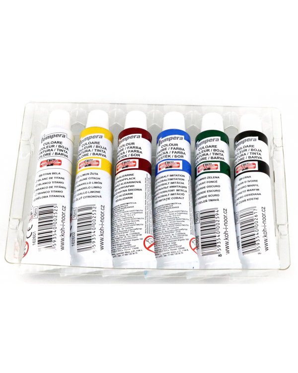 Краски темперные в тюбиках, 6 цветов