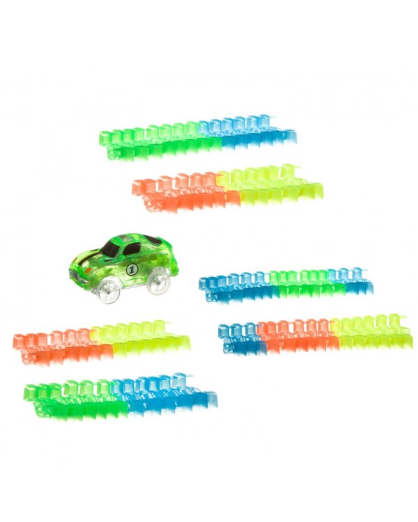 Гибкий автотрек со светящейся трассой и машинкой. Ночная трасса, 80 деталей