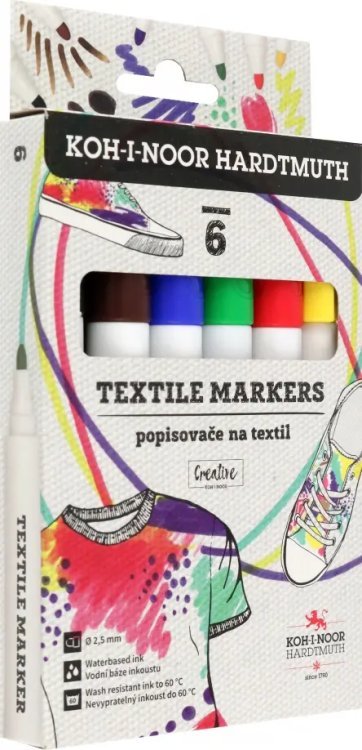 Набор маркеров для ткани, 6 цветов