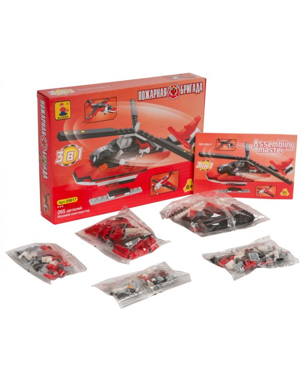 Конструктор 3 в 1. Пожарная бригада, 265 деталей
