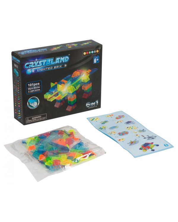 Конструктор светящийся 6 в 1. Динозавр, 101 деталь