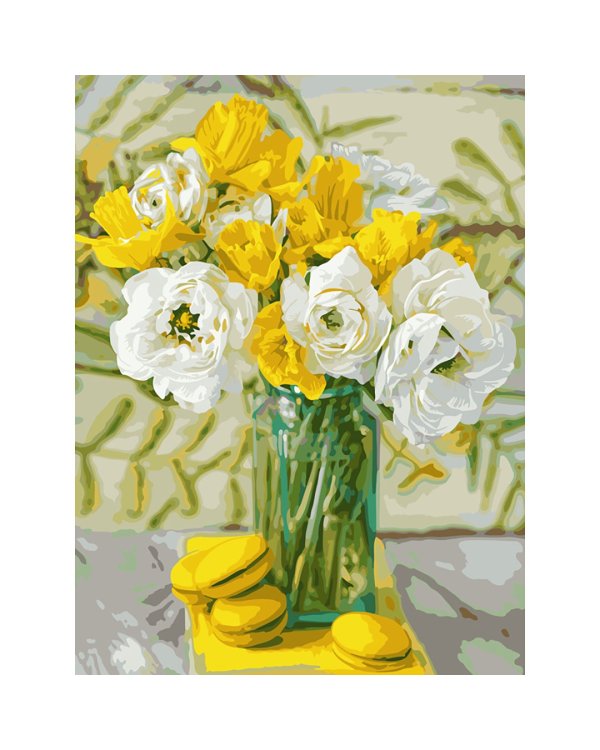 Картина по номерам на холсте. Яркий букет