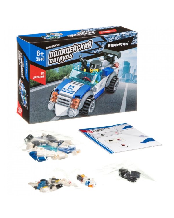 Конструктор Полицейский патруль. Машина, 85 деталей
