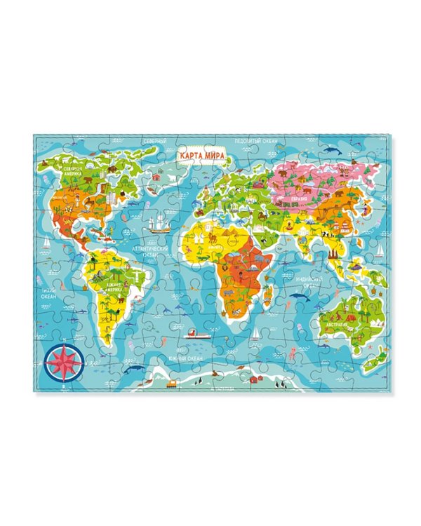 Пазл Карта Мира, 100 элементов