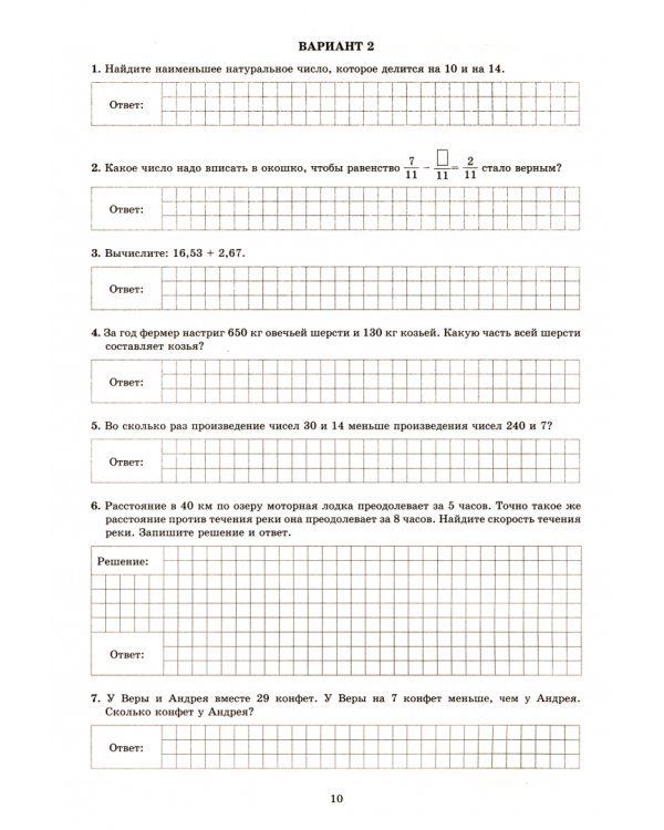 Математика. 5 класс. 15 вариантов итоговых работ для подготовки к ВПР