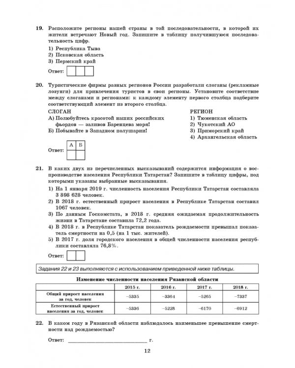 ОГЭ 2022. География. 9 класс. Типовые варианты экзаменационных заданий. 12 вариантов